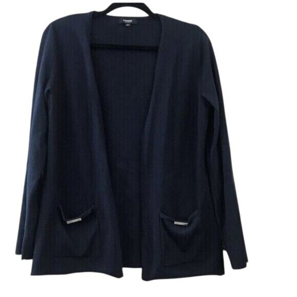 Premise Studio Size L Open Front Knit Cardigan Sweater Lagenlook Pockets Career - Picture 2 of 6